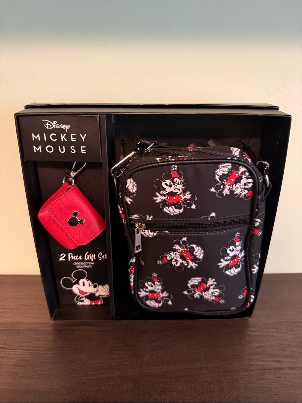 Disney Mickey Mouse Black & Red Mini Crossbody with Key Pouch